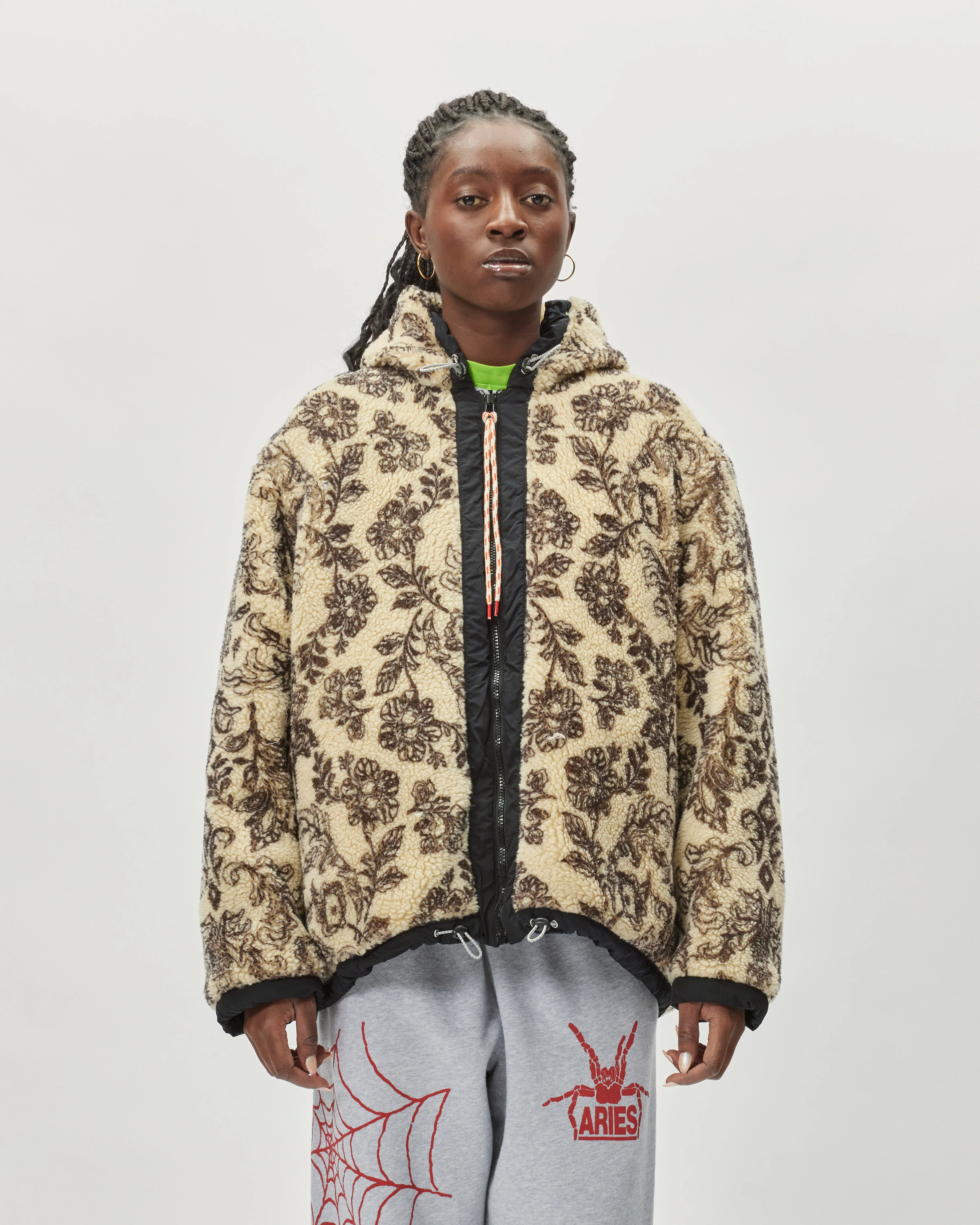 Reversible Nylon and Floral Fleece Parka - Image 6