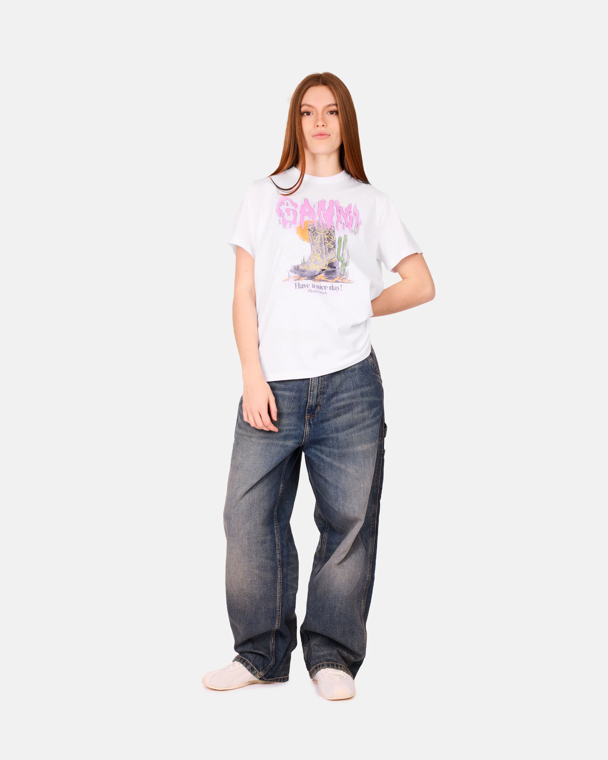 Basic Cotton Jersey T-shirt Boots Print - Image 5