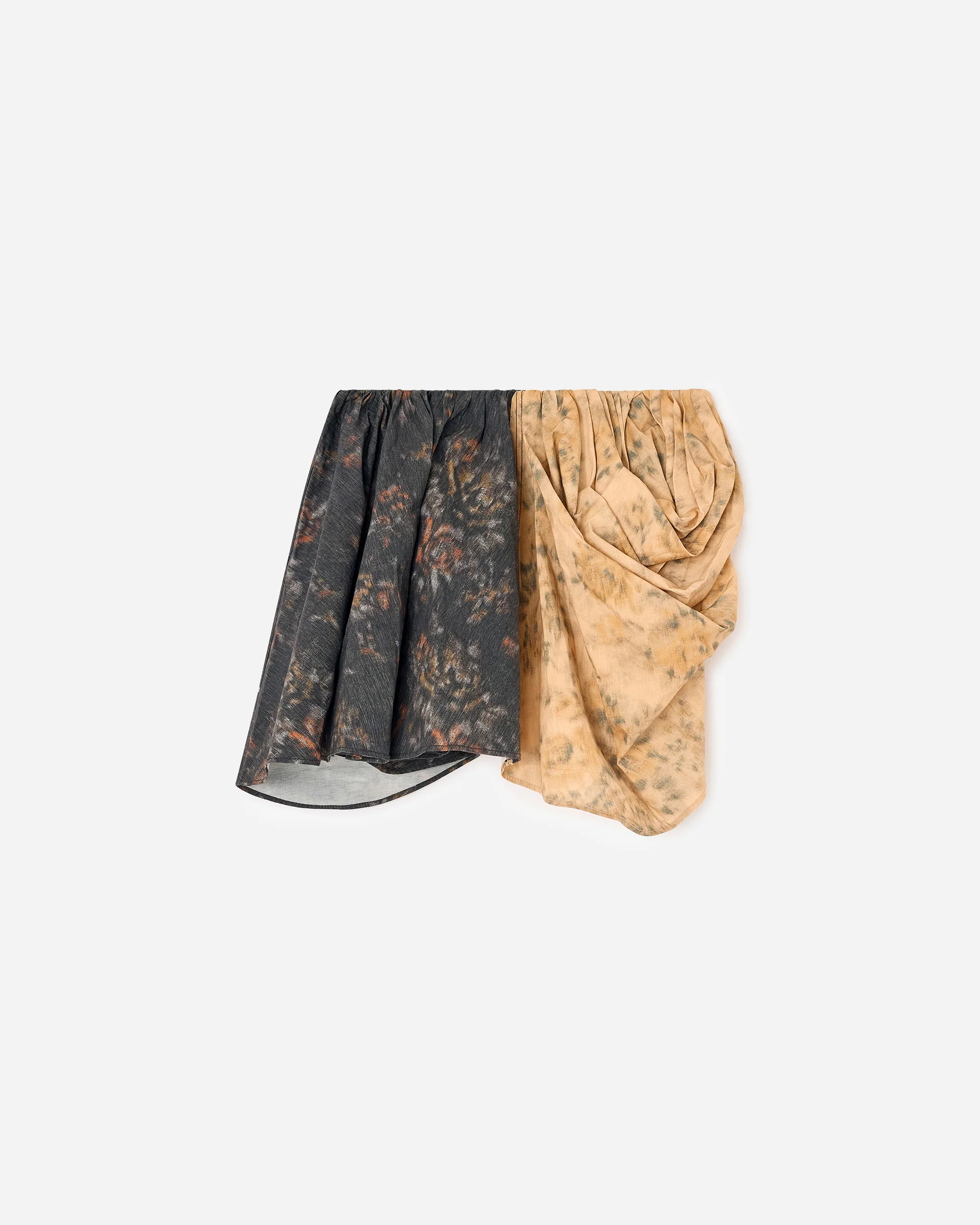 Printed Stretch Cotton Draped Mini Skirt