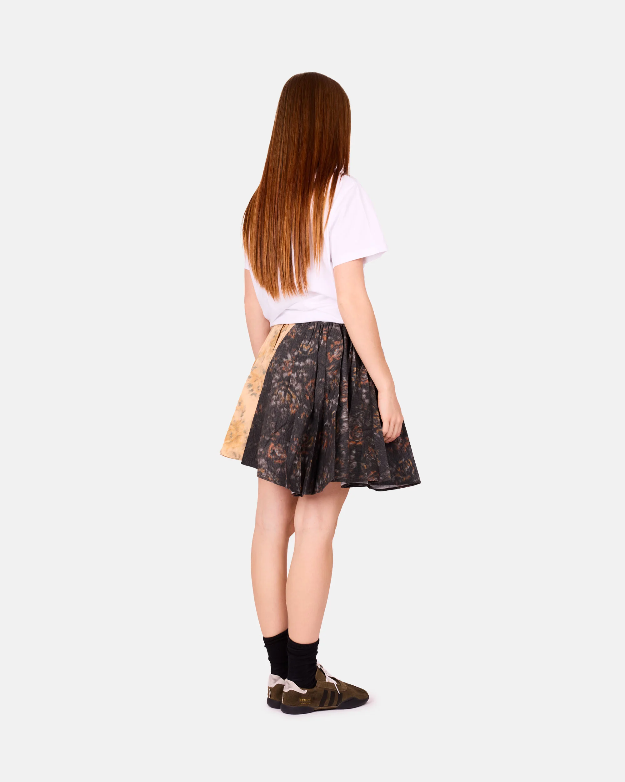 Printed Stretch Cotton Draped Mini Skirt - Image 4