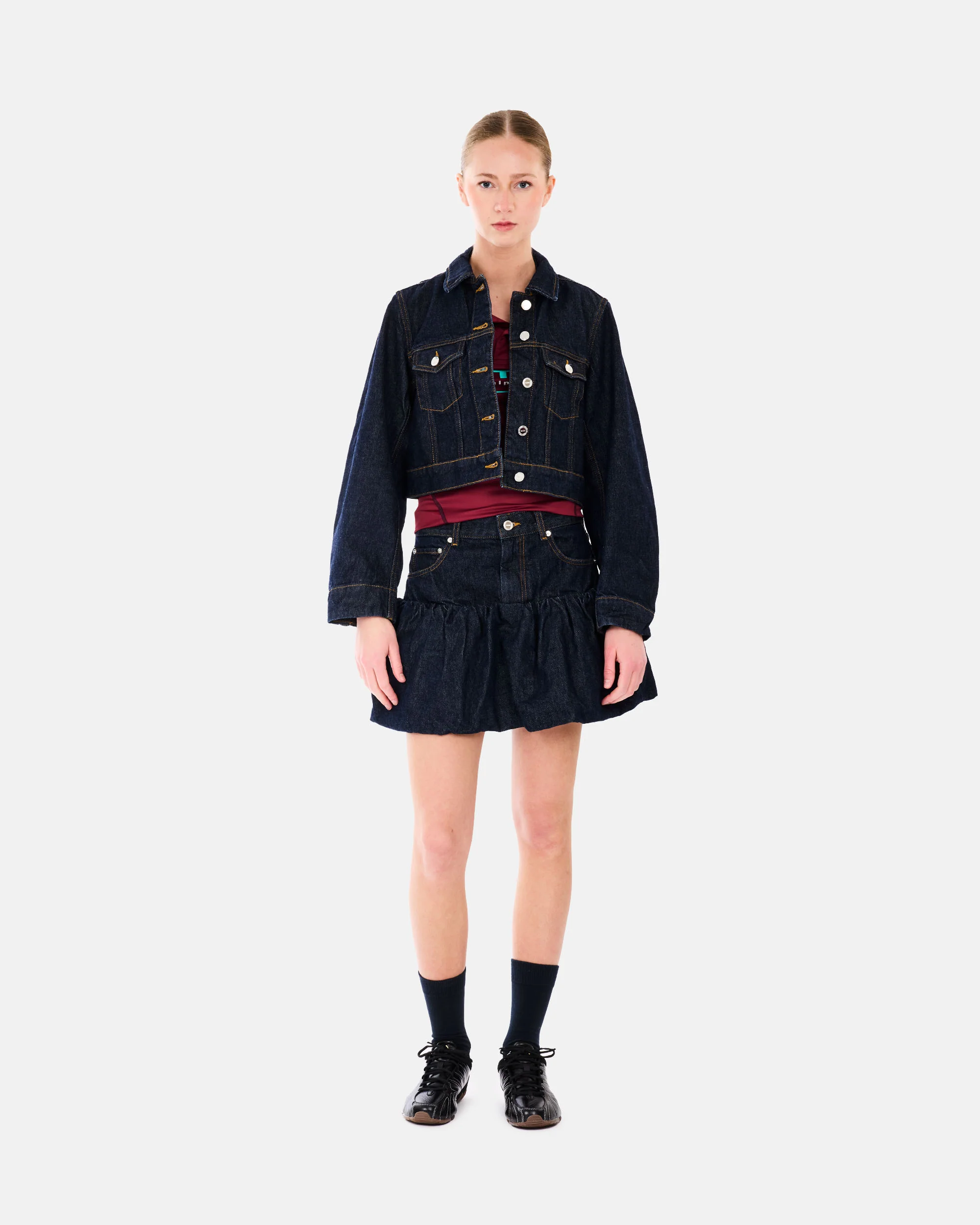 Rinse Denim Cropped Jacket - Image 5