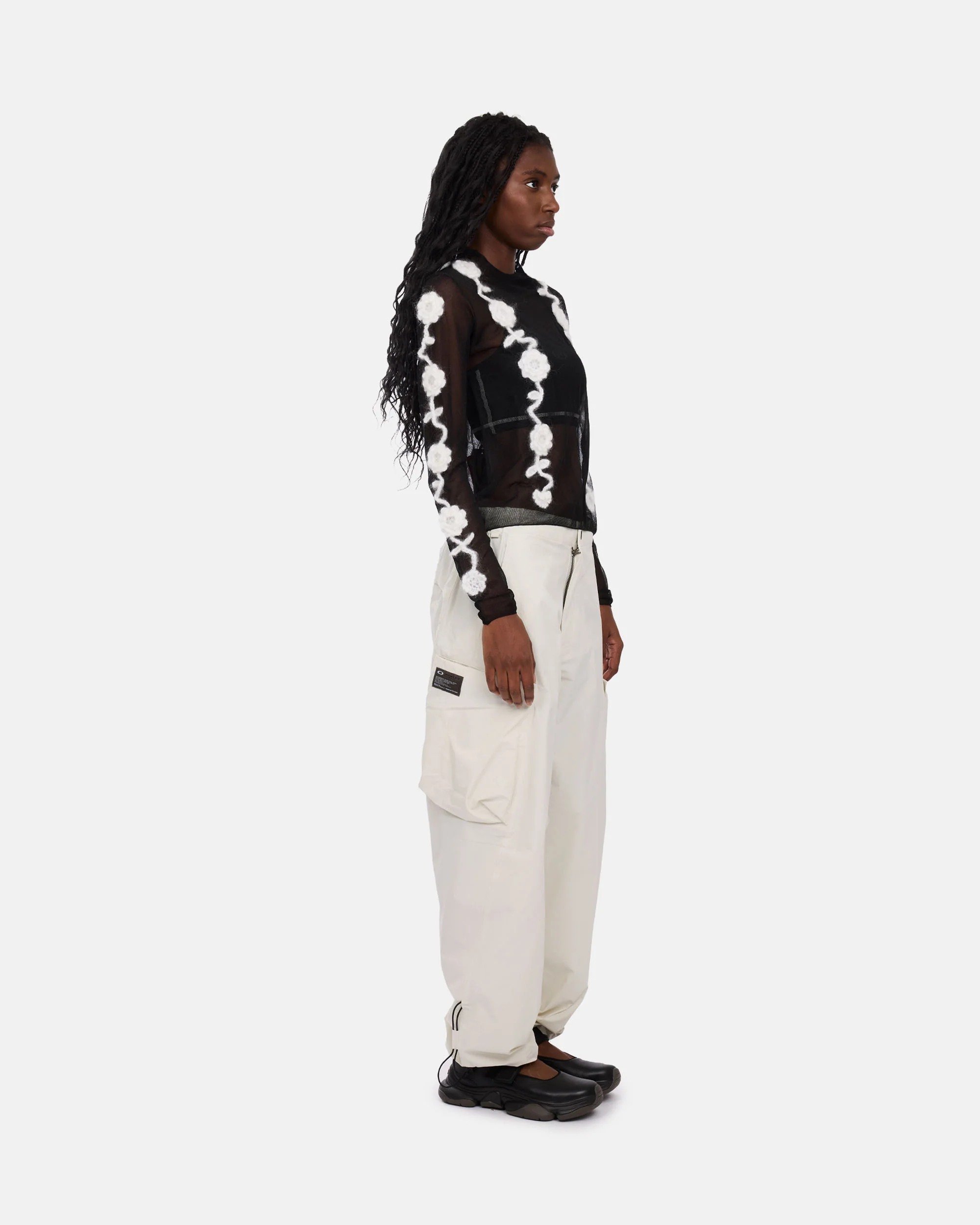 Sheer Flower Crochet Applique Top - Image 3