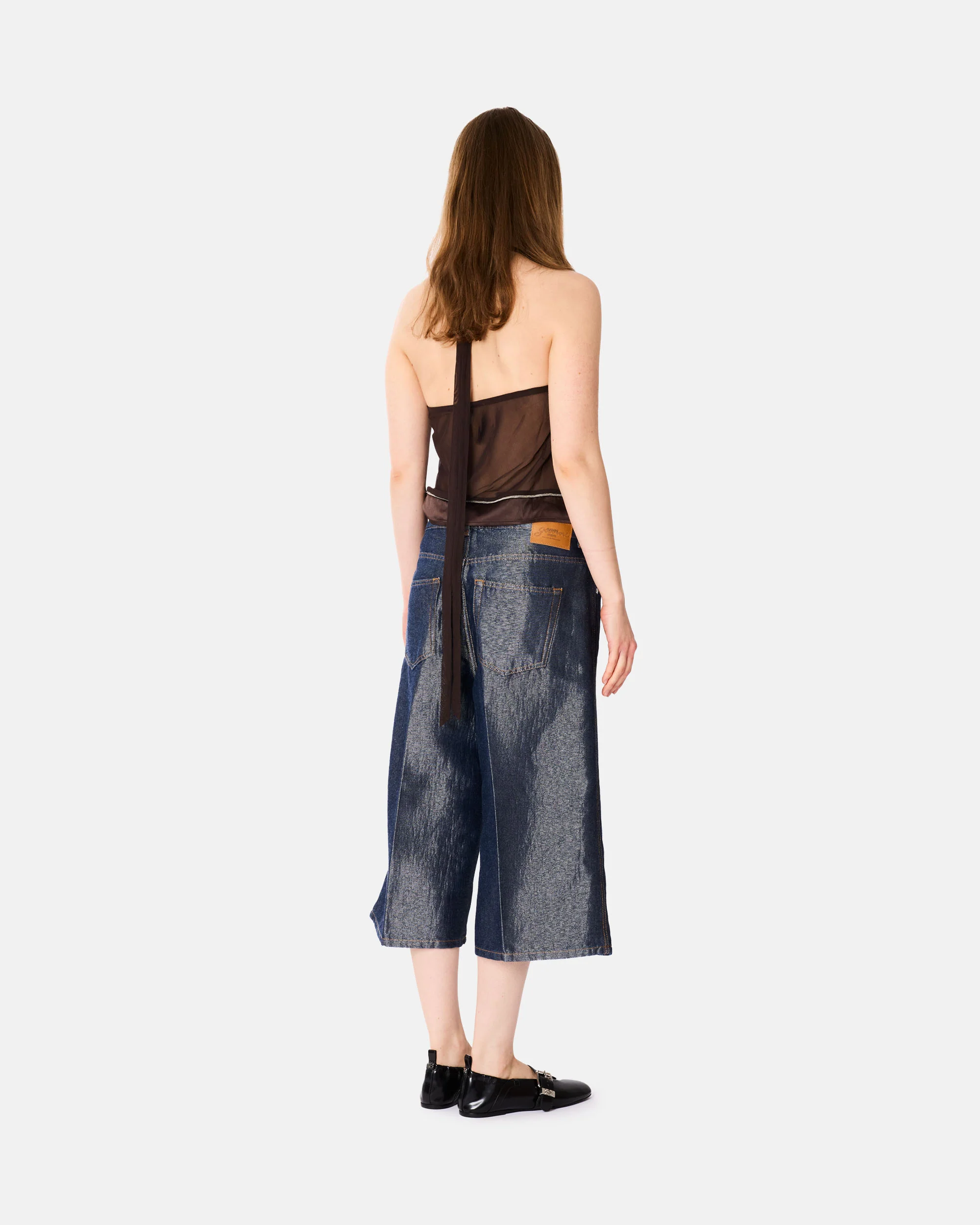 Shiny Weft Denim Shorts - Image 4