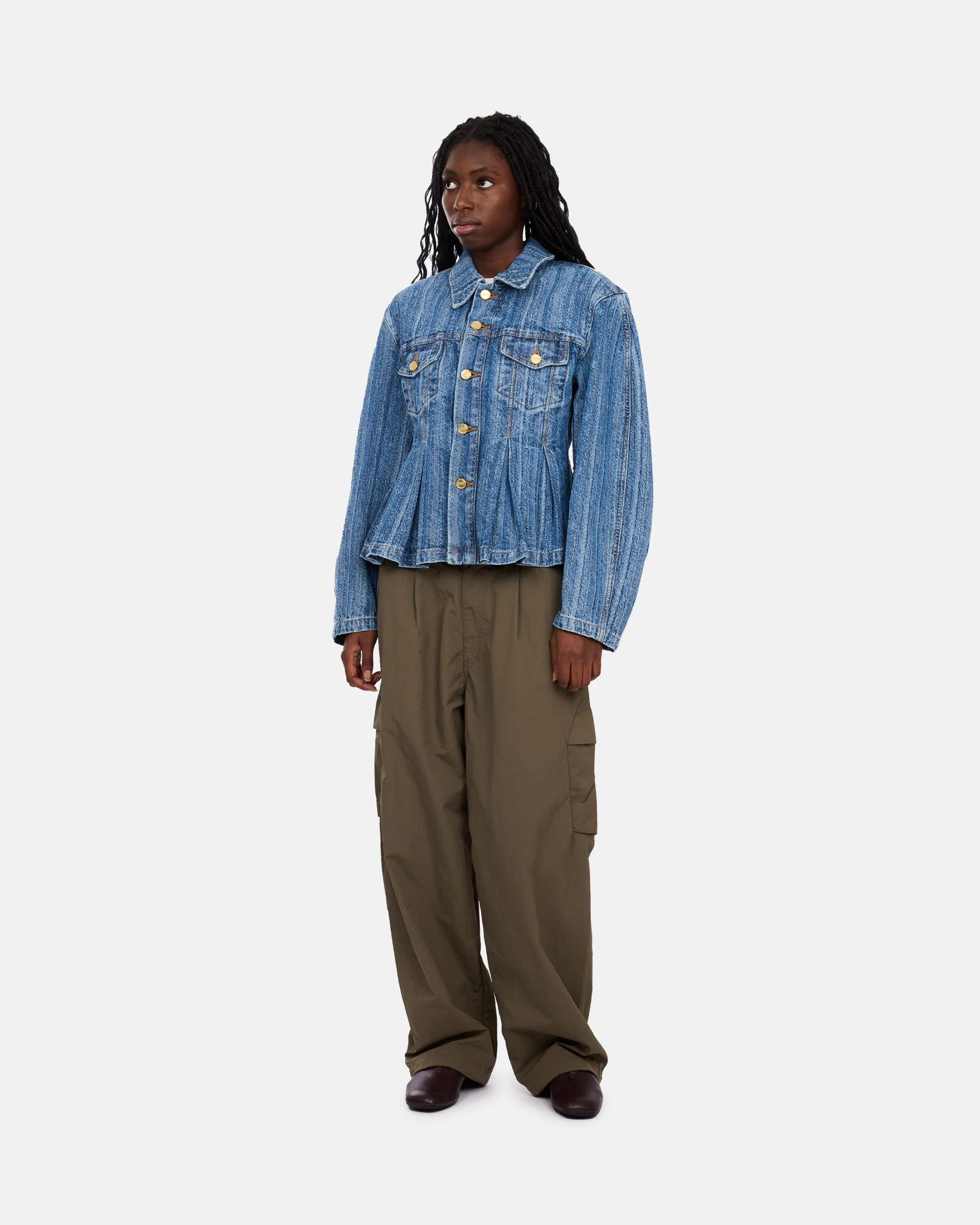 Structured Denim Fitted Jacket - Image 2