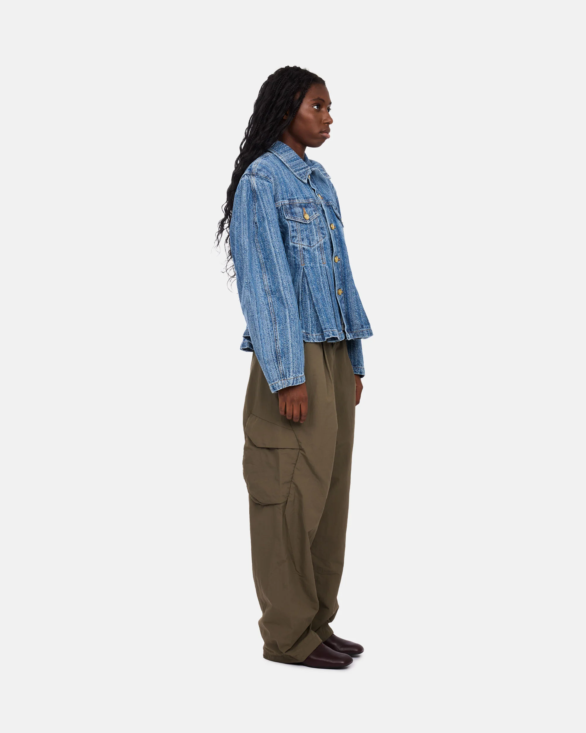 Structured Denim Fitted Jacket - Image 3