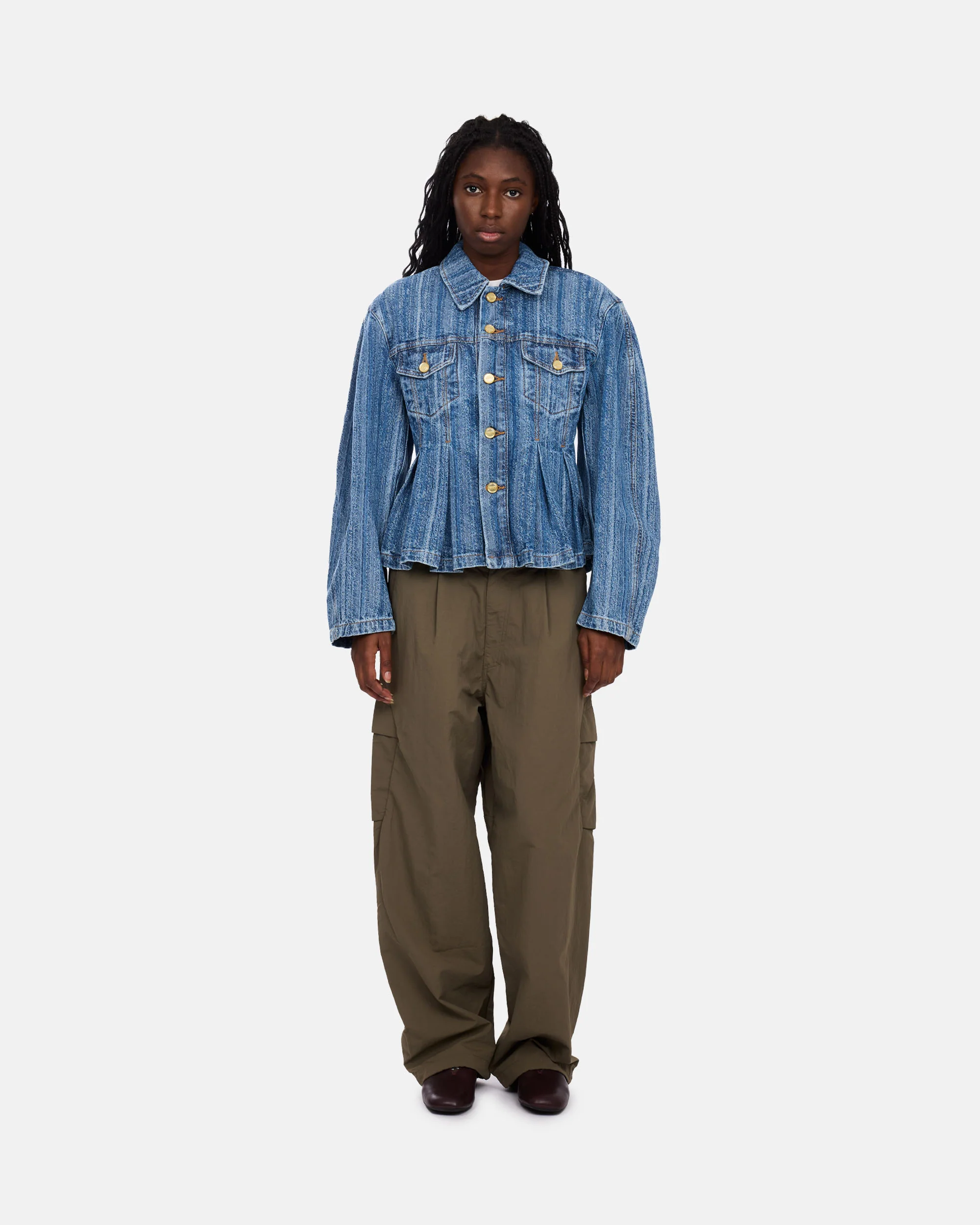 Structured Denim Fitted Jacket - Image 5