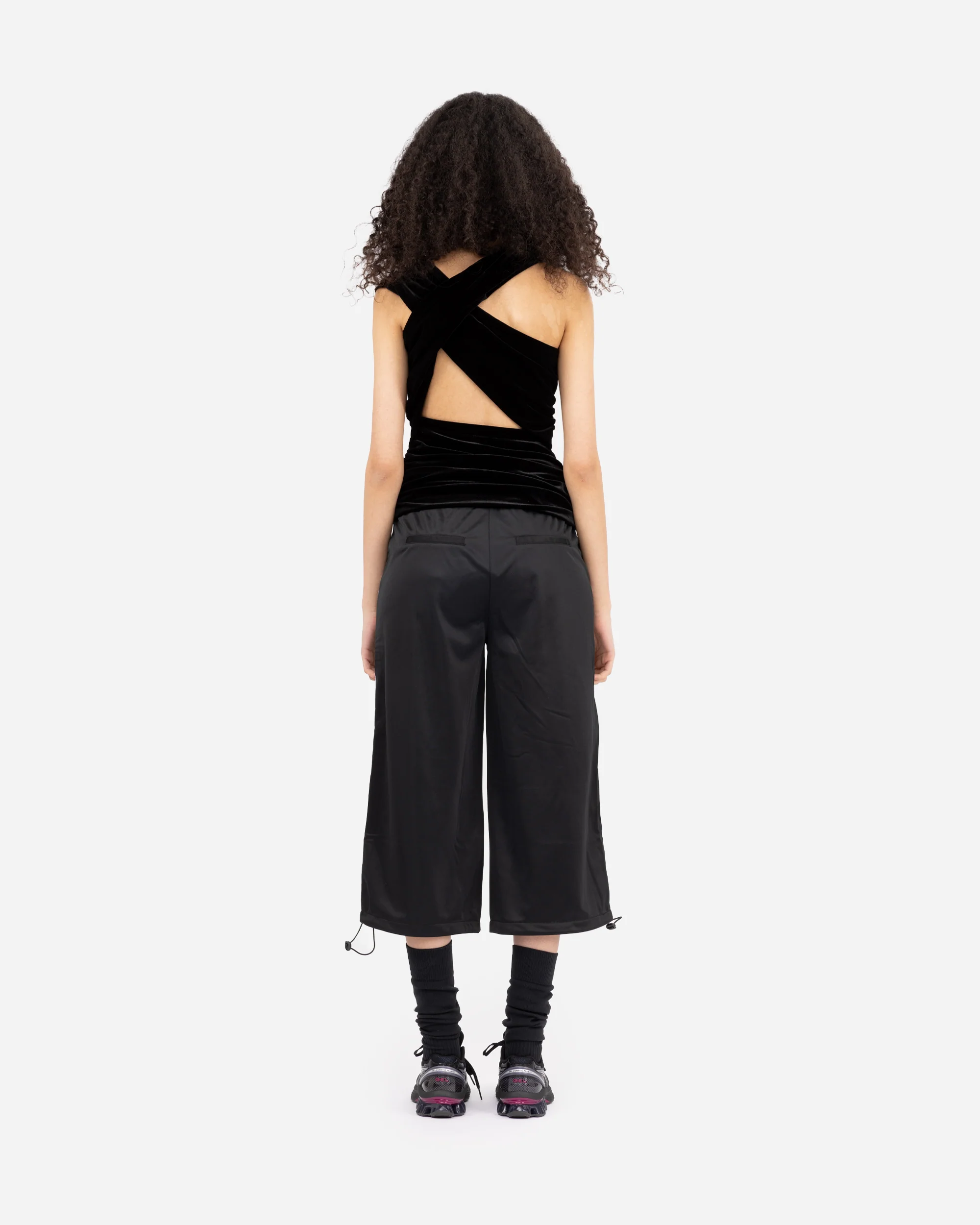 Velvet Jersey Ruched Crossover Blouse - Image 3