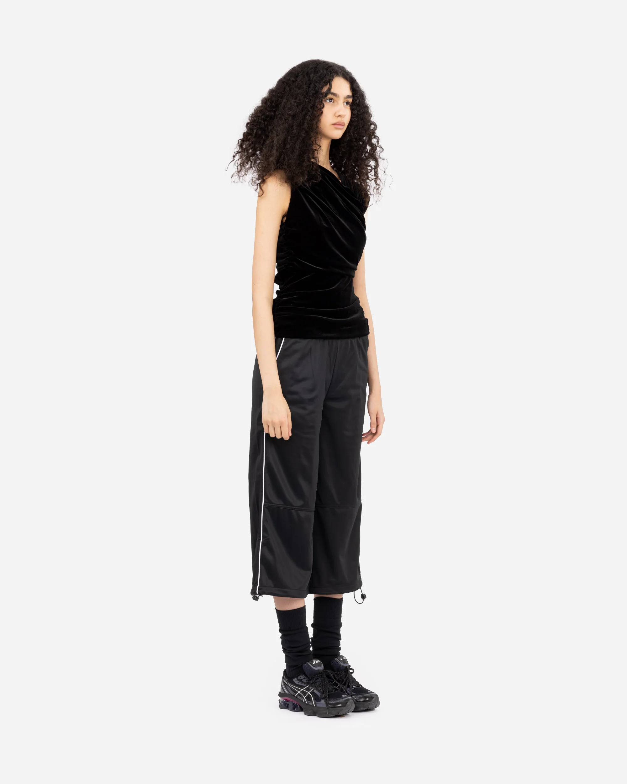 Velvet Jersey Ruched Crossover Blouse - Image 4