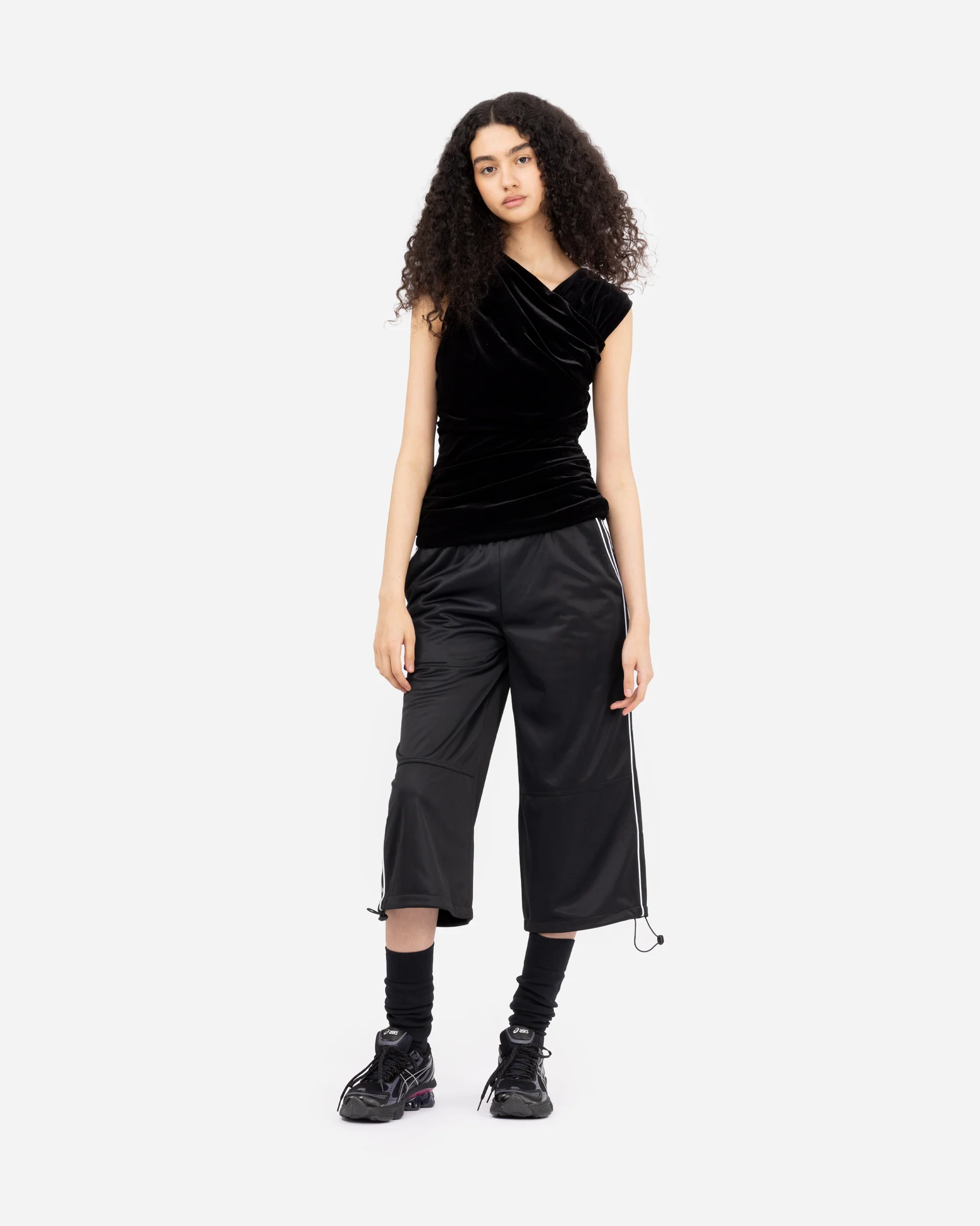 Velvet Jersey Ruched Crossover Blouse - Image 5